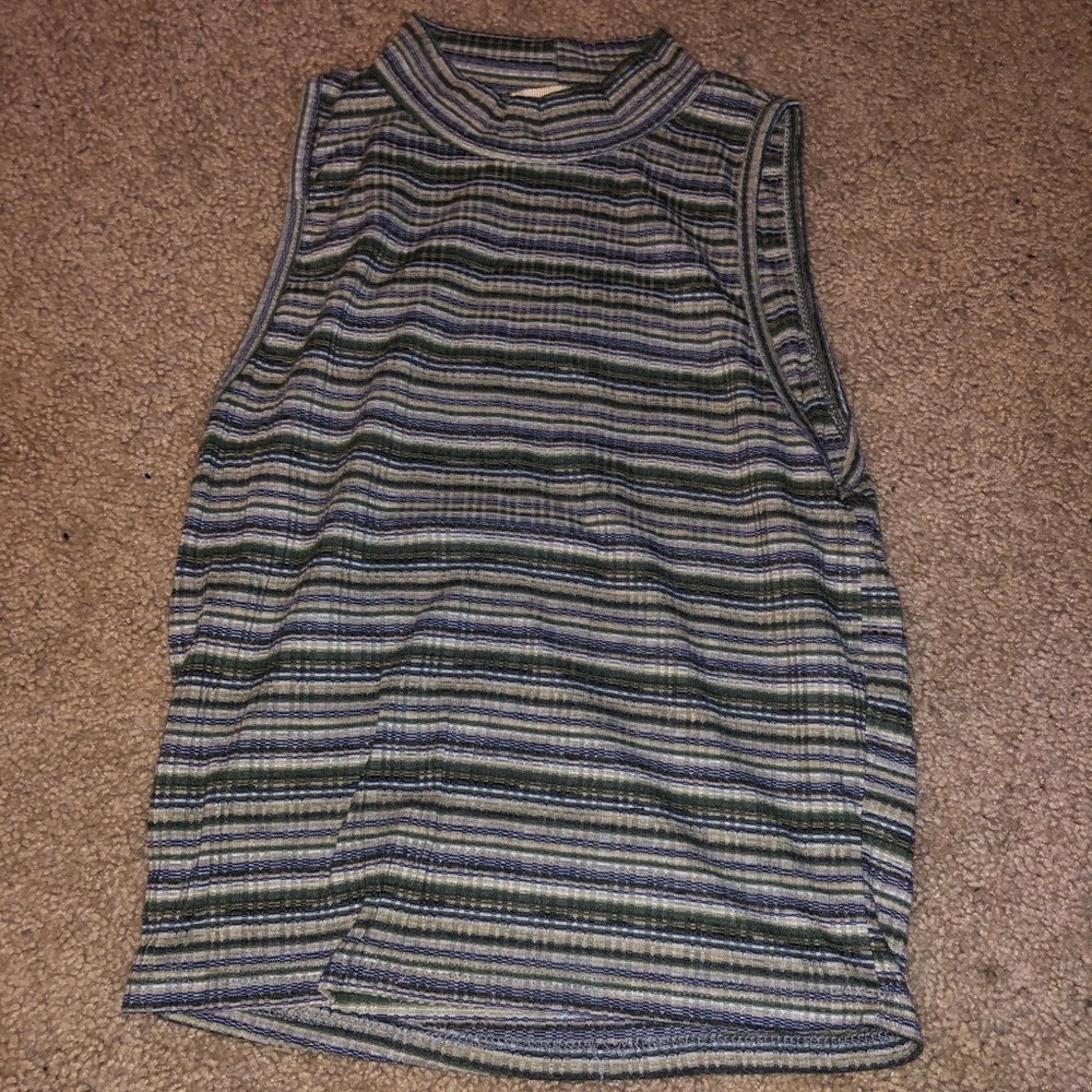 STRIPED HIGH NECK TANK